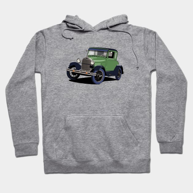 Ford Model A vintage car in green Hoodie by Webazoot